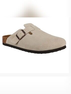 AQUATHERM - Women's Suede Leather Beige Slip On Clogs Sz 7 US